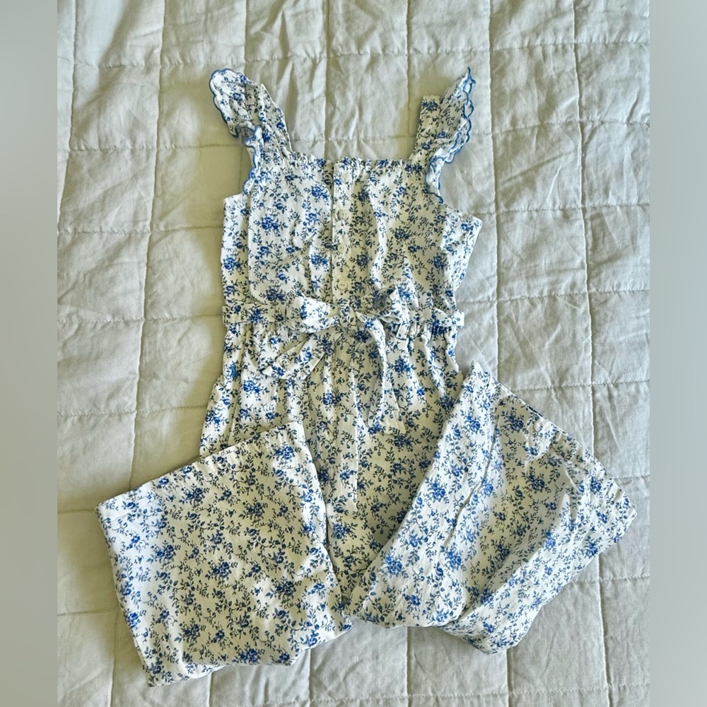 Polo Ralph Lauren Blue and White Floral Jumpsuit